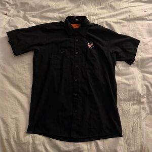 Men's Lucky 13 Black Short-Sleeve Button-Down Work Shirt with back logo